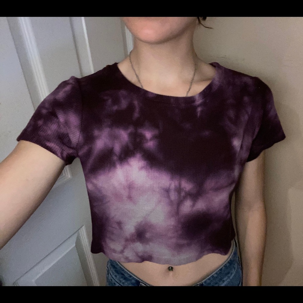 purple tie dye crop top